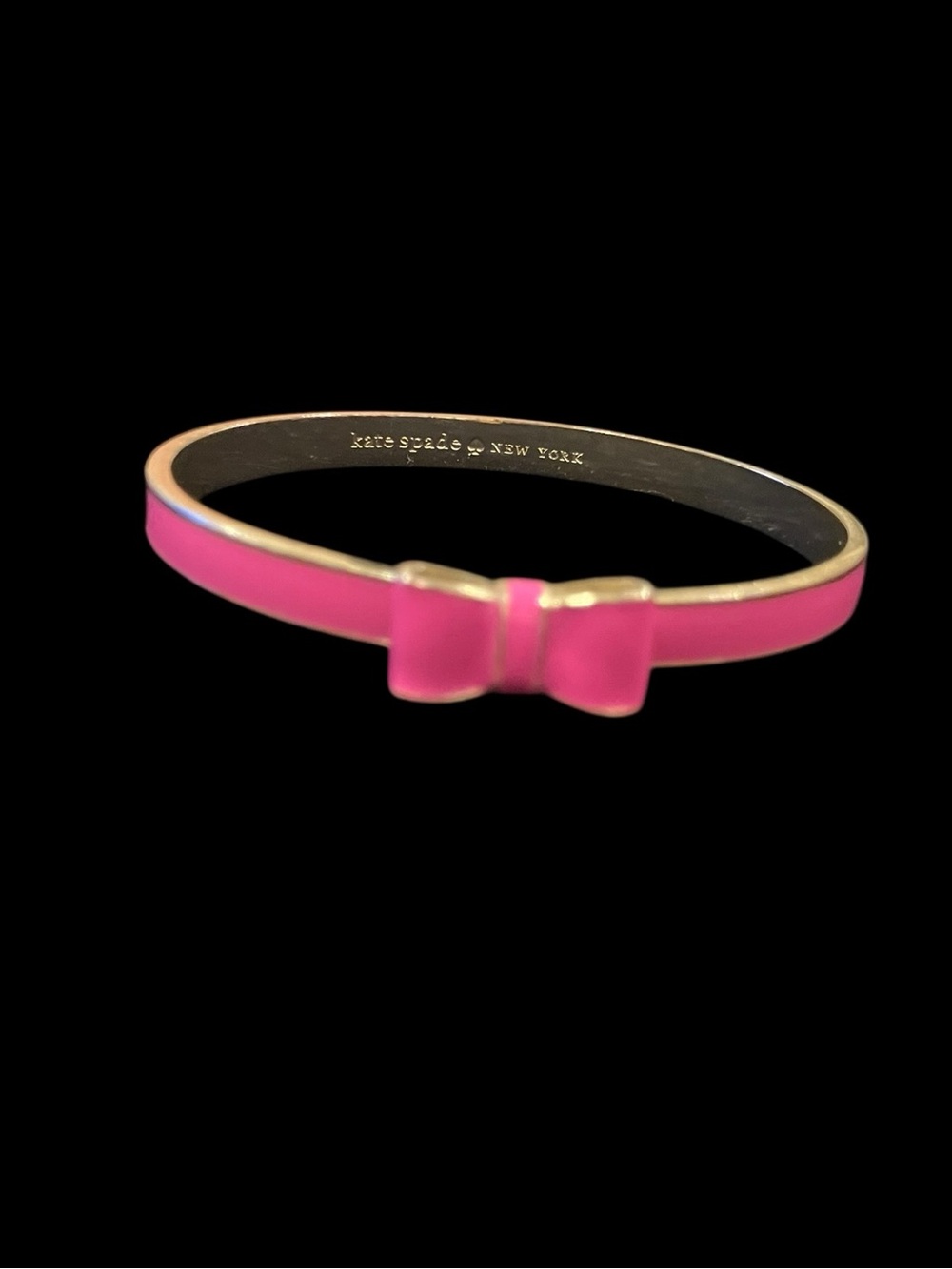Kate Spade New York Enamel Bow Bangle Bracelet Pink retired - Picture 2 of 8